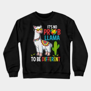 Its No Prob Llama To Be Different Autism Awareness Gift Boy Kids Crewneck Sweatshirt